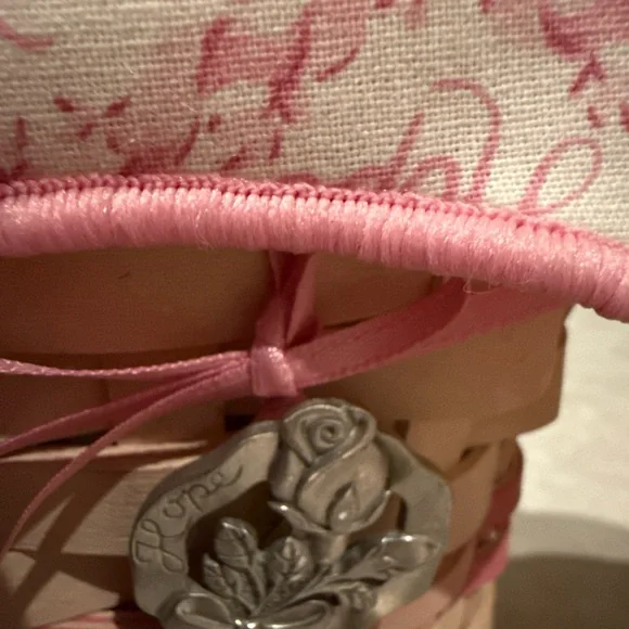 Longaberger Handmade Woven Baskets with Pink Accents Breast Cancer Awareness - Picture 2 of 4